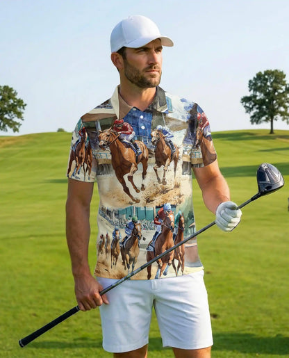 Horse Racing Polo Shirt Print | Azhawaiian