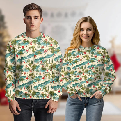 Mele Kalikimaka Santa Pattern Sweatshirt – Tropical Christmas 3D All Over Print Design