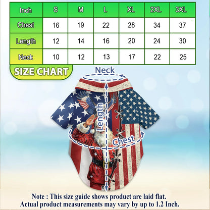 Patriotic American Christmas Santa Print Matching Dog Owner Hawaiian Shirts, Funny Pet Aloha Shirt for Beach Vacation - Azhawaiian