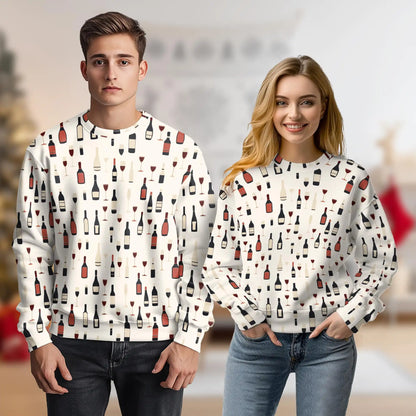 Red Wine Themed Sweatshirt – Colorful Graphic 3D All Over Print Design