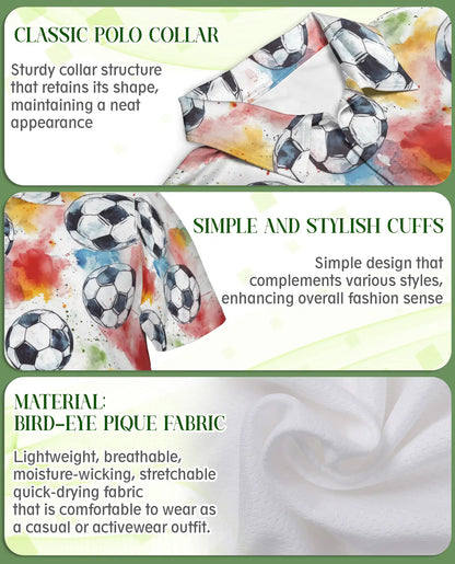 Watercolor Soccer Ball Polo Shirt -Colorful Sports Print | Azhawaiian