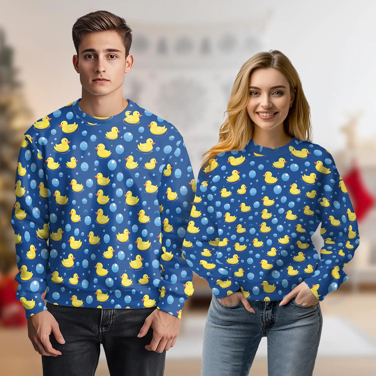 Ducks and Bubbles Sweatshirt – Colorful Graphic 3D All Over Print Design