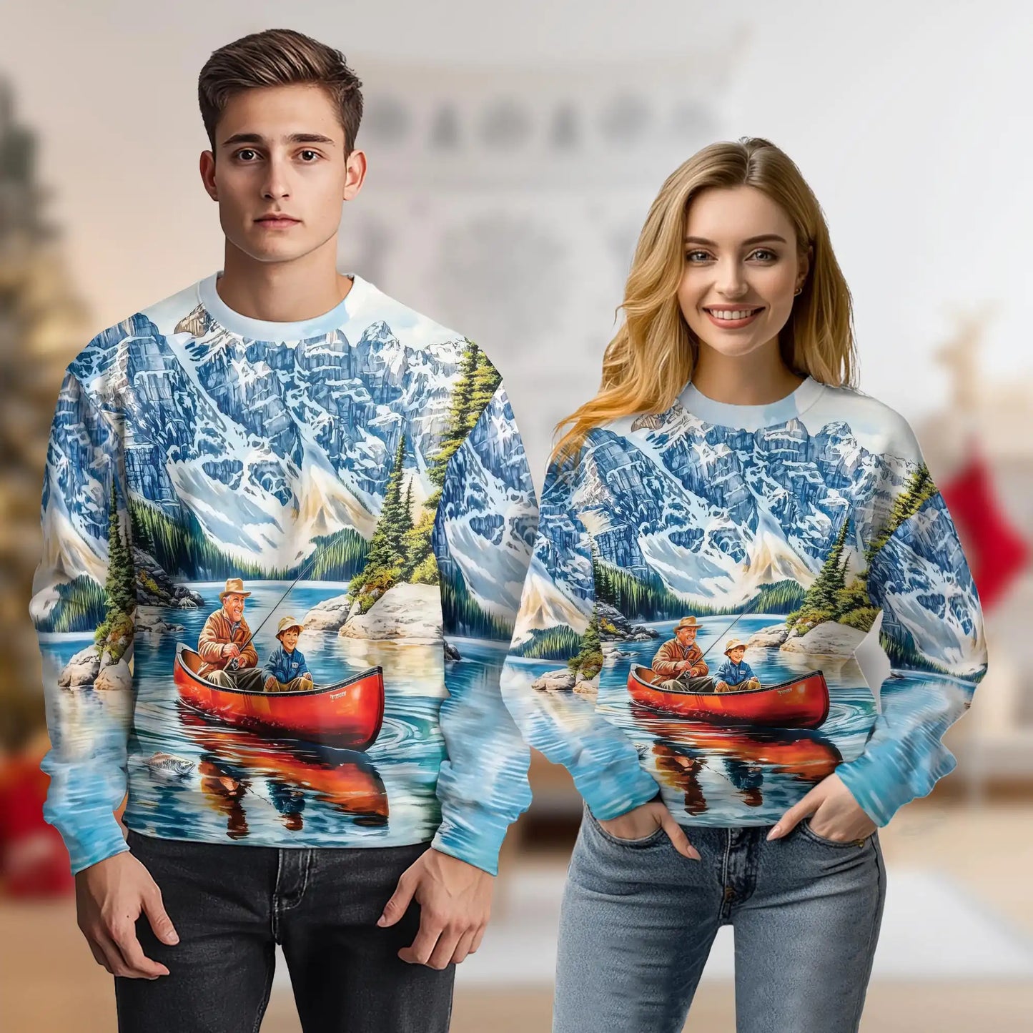 Rowing Boat Fishing Sweatshirt – Colorful Graphic 3D All Over Print Design