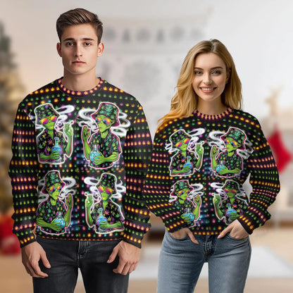 Funny Alien Smoking Sweatshirt – Colorful Graphic 3D All Over Print Design