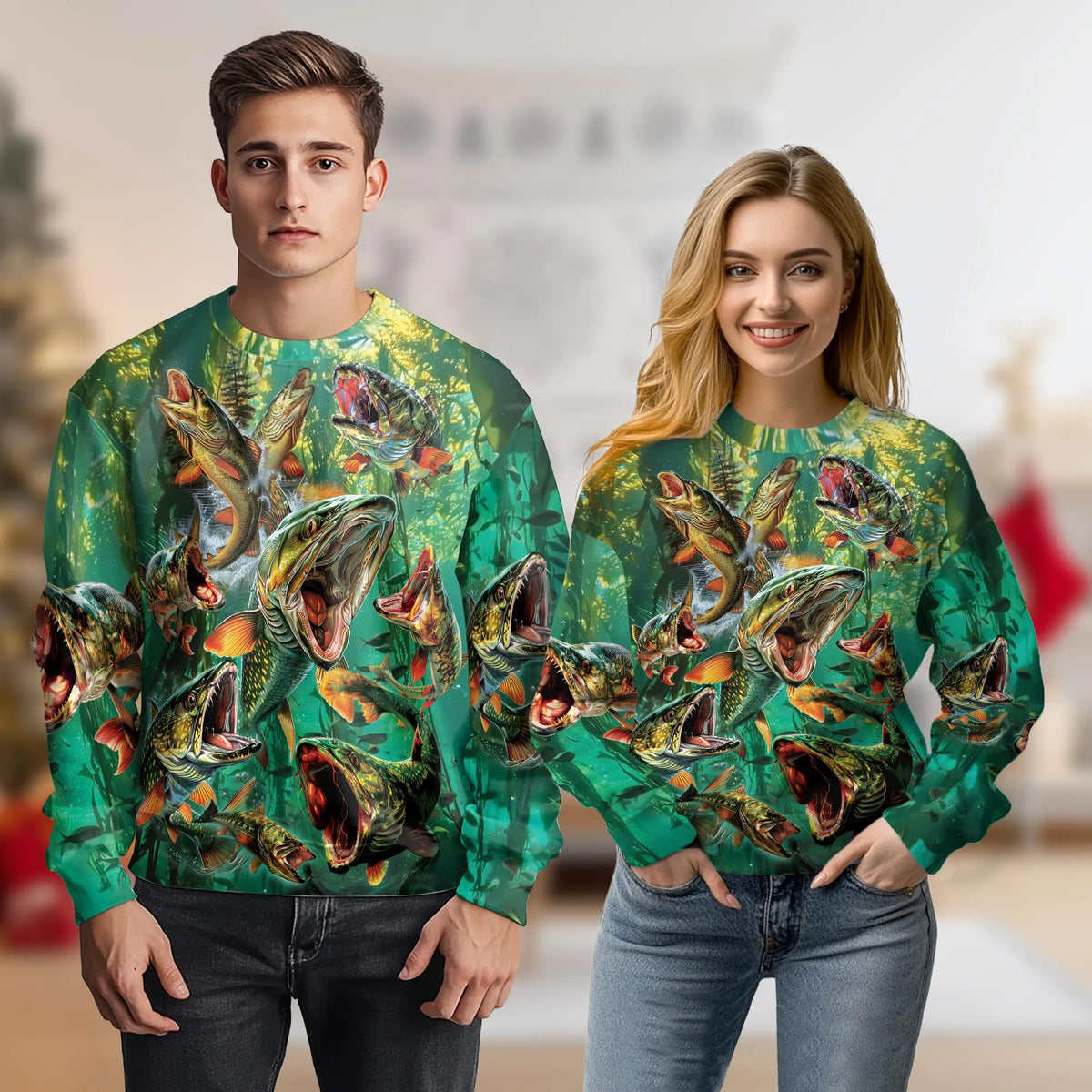 Musky Fishing Sweatshirt – Colorful Graphic 3D All Over Print Design