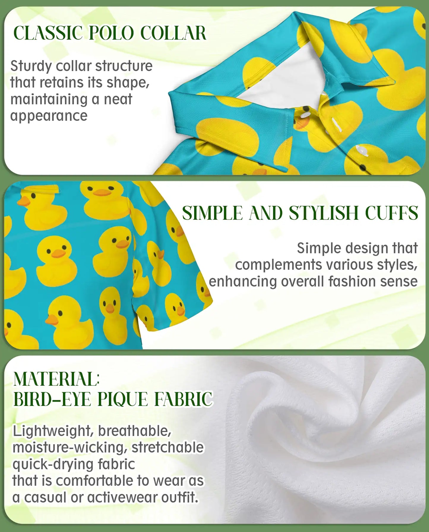 Rubber Duck Polo Shirt, Cute Yellow Duck Pattern | Azhawaiian
