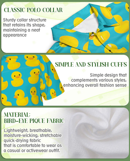 Rubber Duck Polo Shirt, Cute Yellow Duck Pattern | Azhawaiian