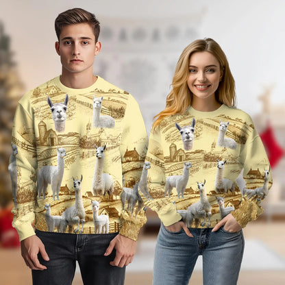 Vintage Countryside Farm Llama Sweatshirt – Vintage 3D All Over Print Design