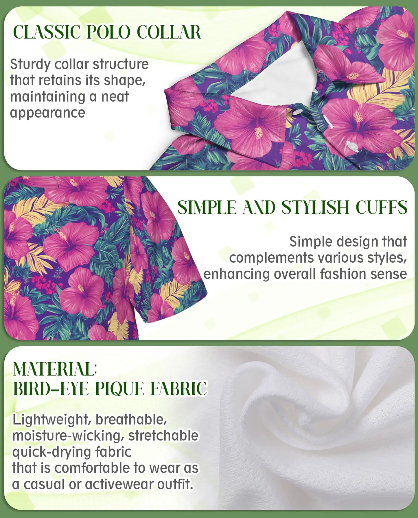 Hibiscus Floral 3D Polo Shirt for Men, Tropical Summer Flower Style | Azhawaiian