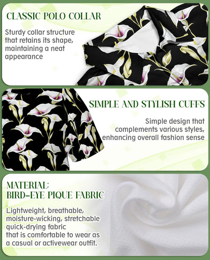 Calla Lily Polo Shirt, Elegant Floral Style | Azhawaiian