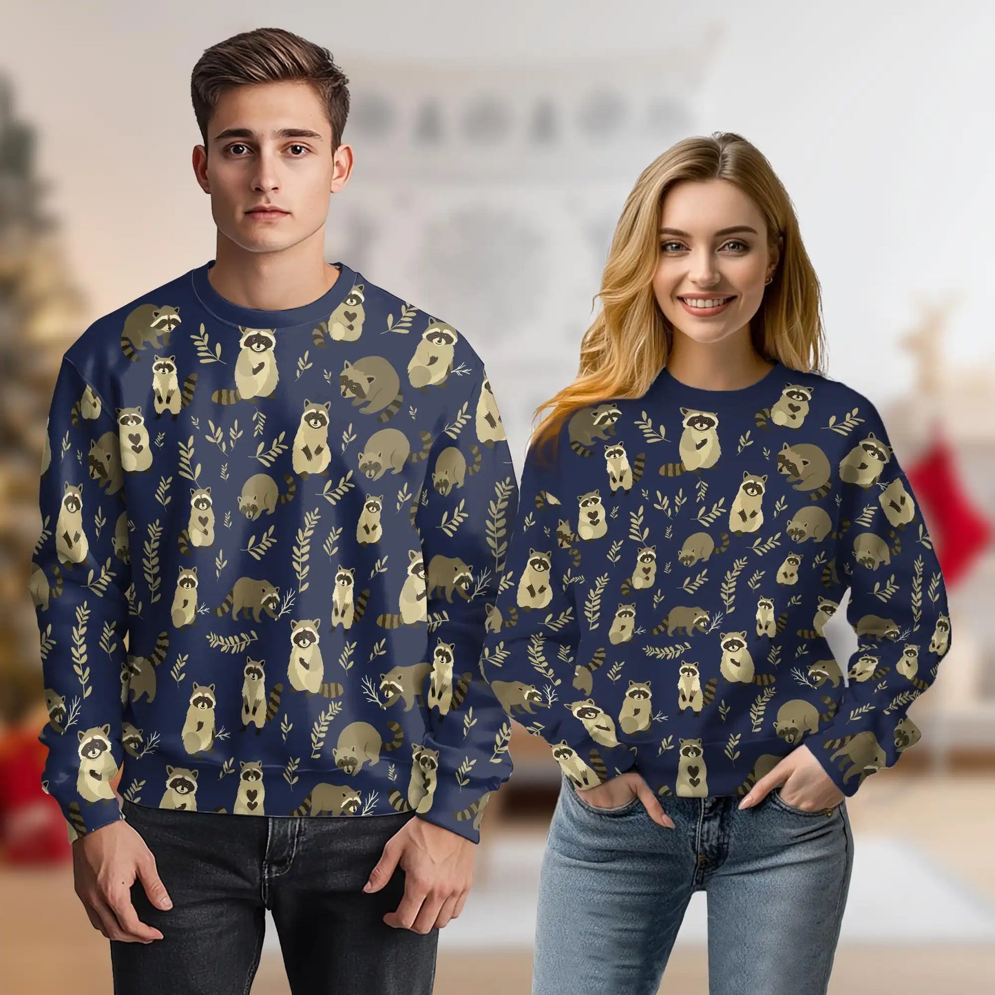 Seamless Raccoon Pattern Sweatshirt – Colorful Graphic 3D All Over Print Design
