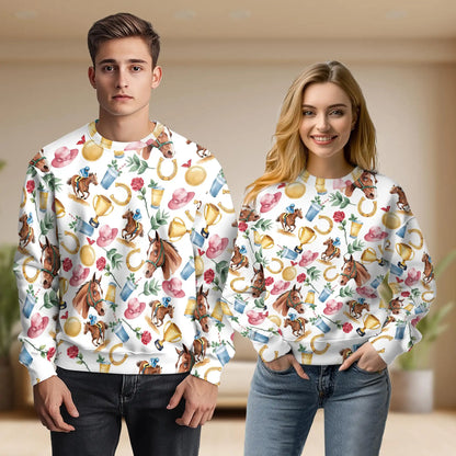 Horse Racing Elements Pattern Sweatshirt – Colorful Graphic 3D All Over Print Design