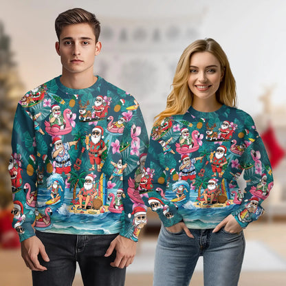 Santa Tropical Sweatshirt – Tropical Christmas 3D All Over Print Design