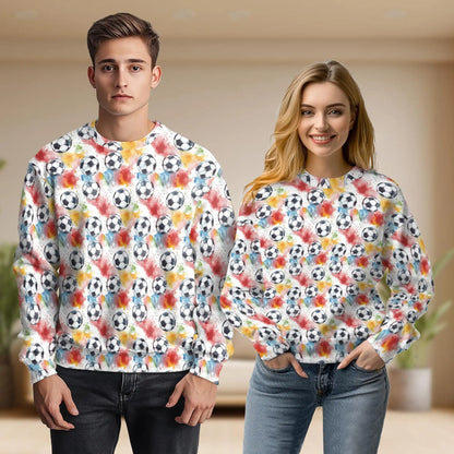 Soccer Ball Themed Print Sweatshirt – Colorful Graphic 3D All Over Print Design