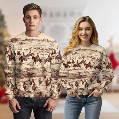 Vintage Cowboy Horse Riding Sweatshirt – Vintage 3D All Over Print Design