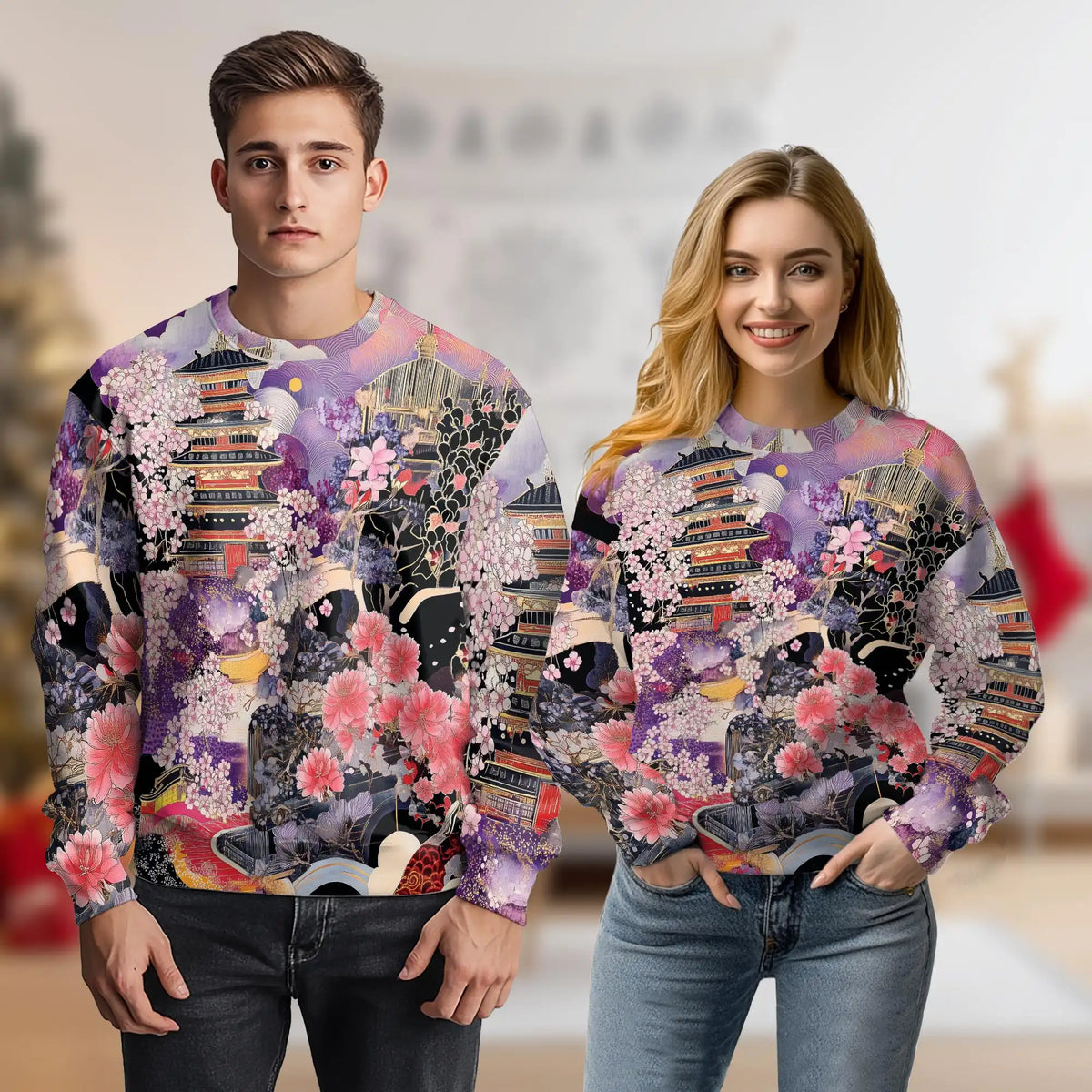 Japanese Landscape Sweatshirt – Colorful Graphic 3D All Over Print Design