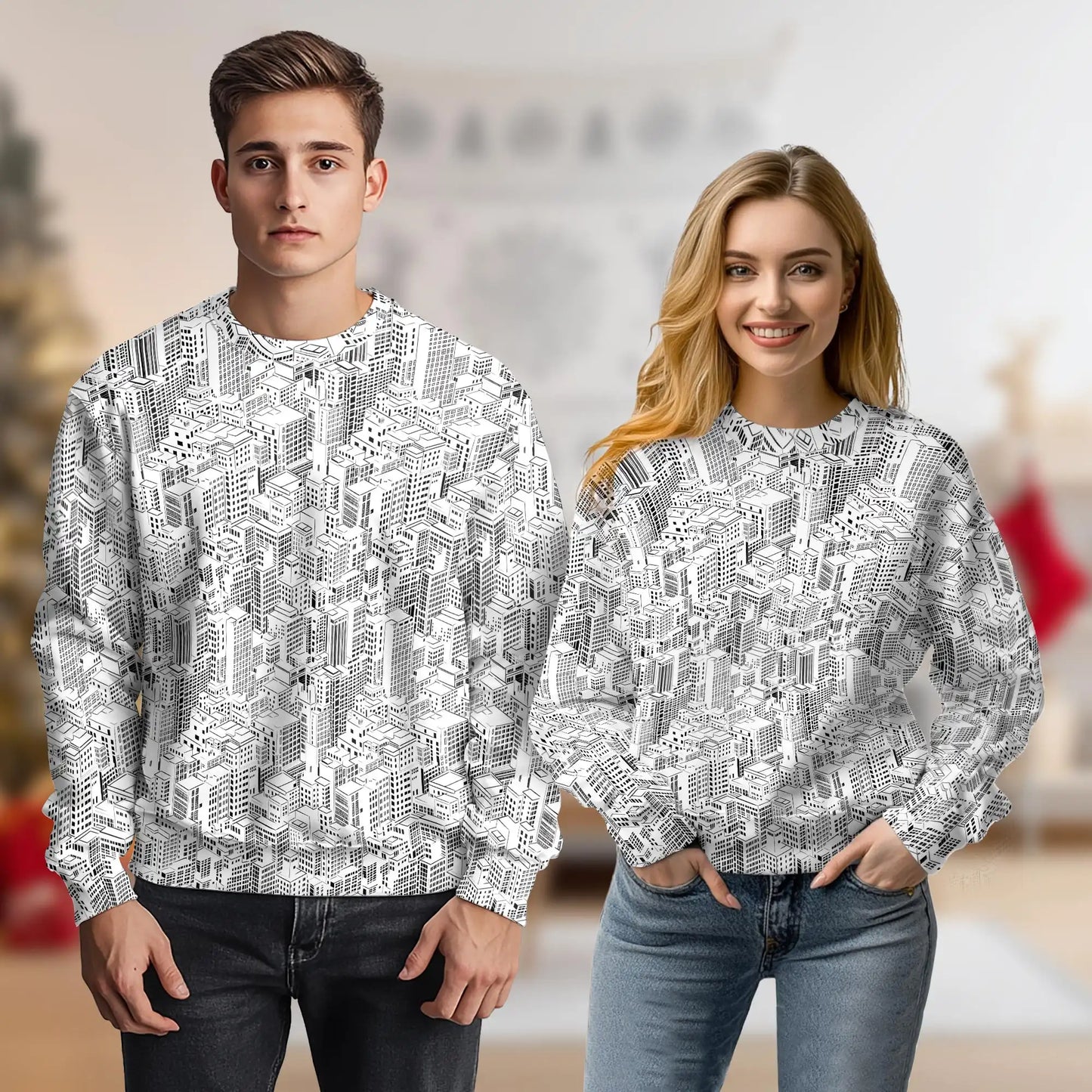 City Buildings Sweatshirt – Colorful Graphic 3D All Over Print Design