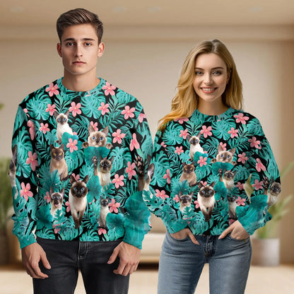Tropical Siamese Cat Sweatshirt – Tropical 3D All Over Print Design