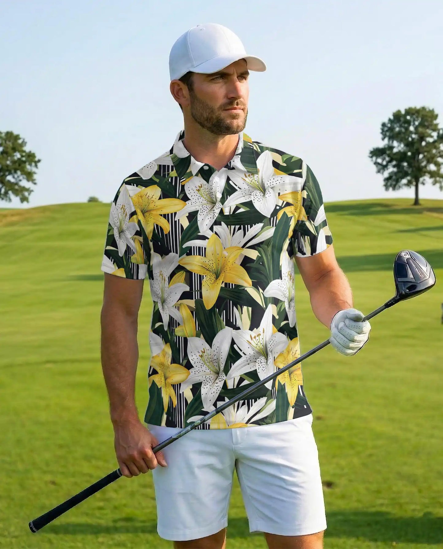 Flamingo Palm Tropical 3D Polo Shirt for Men | Azhawaiian