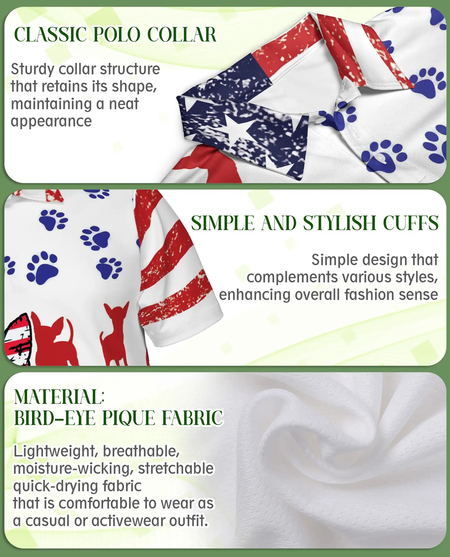 Patriotic Chihuahua Polo Shirt, American Flag Dog Print | Azhawaiian