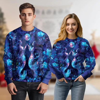 Floral Mermaid Sweatshirt – Colorful Graphic 3D All Over Print Design