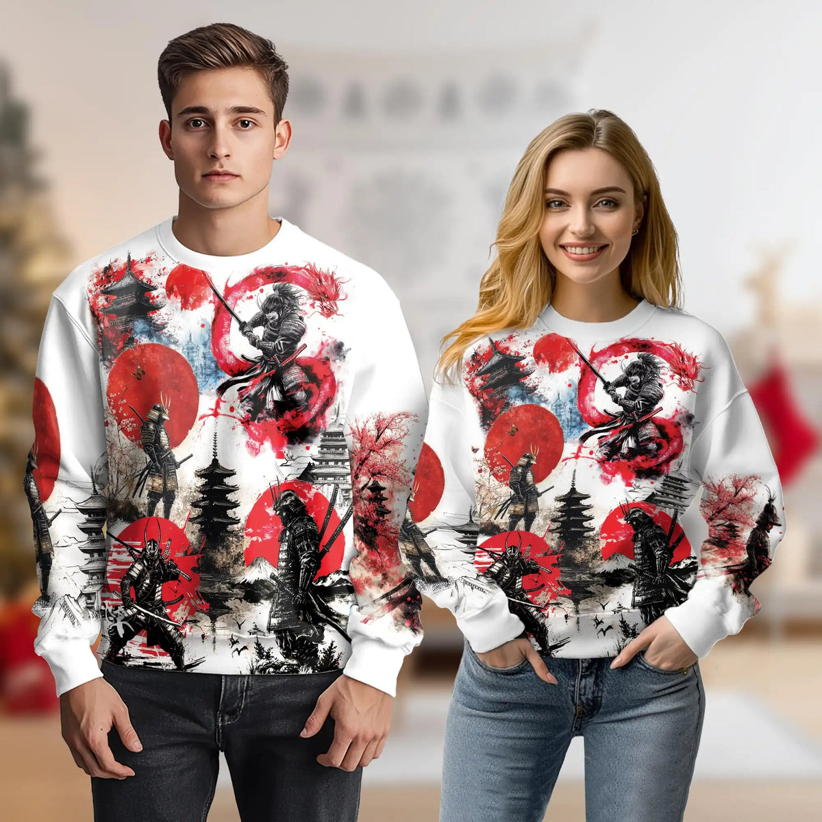 Samurai Art Sweatshirt – Colorful Graphic 3D All Over Print Design