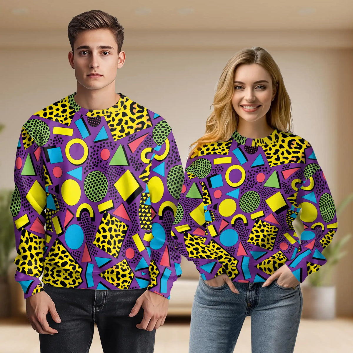 80s Retro Pattern Sweatshirt – Vintage 3D All Over Print Design