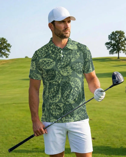 Beer Hops Polo Shirt - Craft Beer Brewing Hop Pattern Design | Azhawaiian
