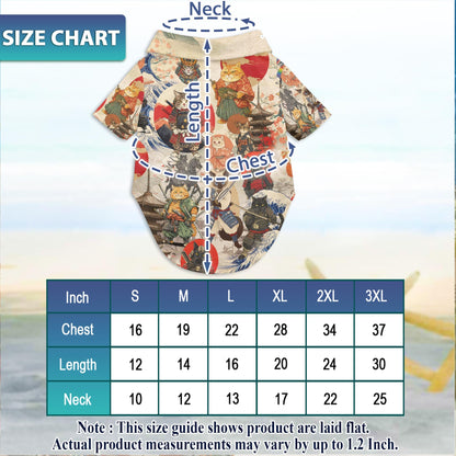 Japanese Samurai Cat Matching Dog Owner Hawaiian Shirts, Funny Pet Aloha Shirt for Beach Vacation - Azhawaiian
