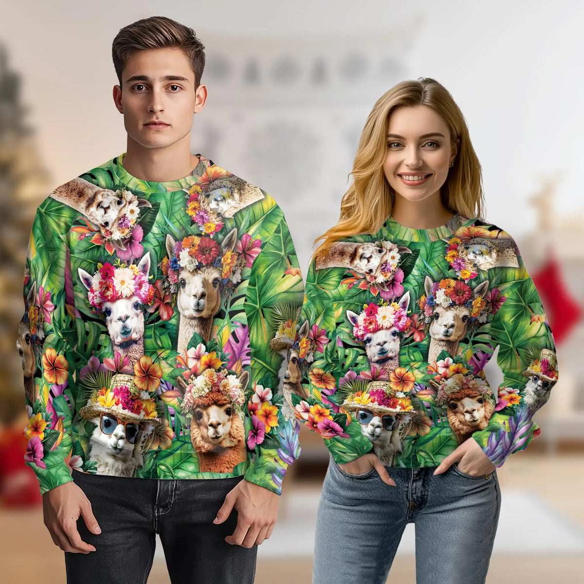 Funny Llama Tropical Sweatshirt – Tropical 3D All Over Print Design