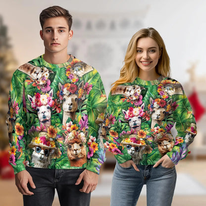 Funny Llama Tropical Sweatshirt – Tropical 3D All Over Print Design