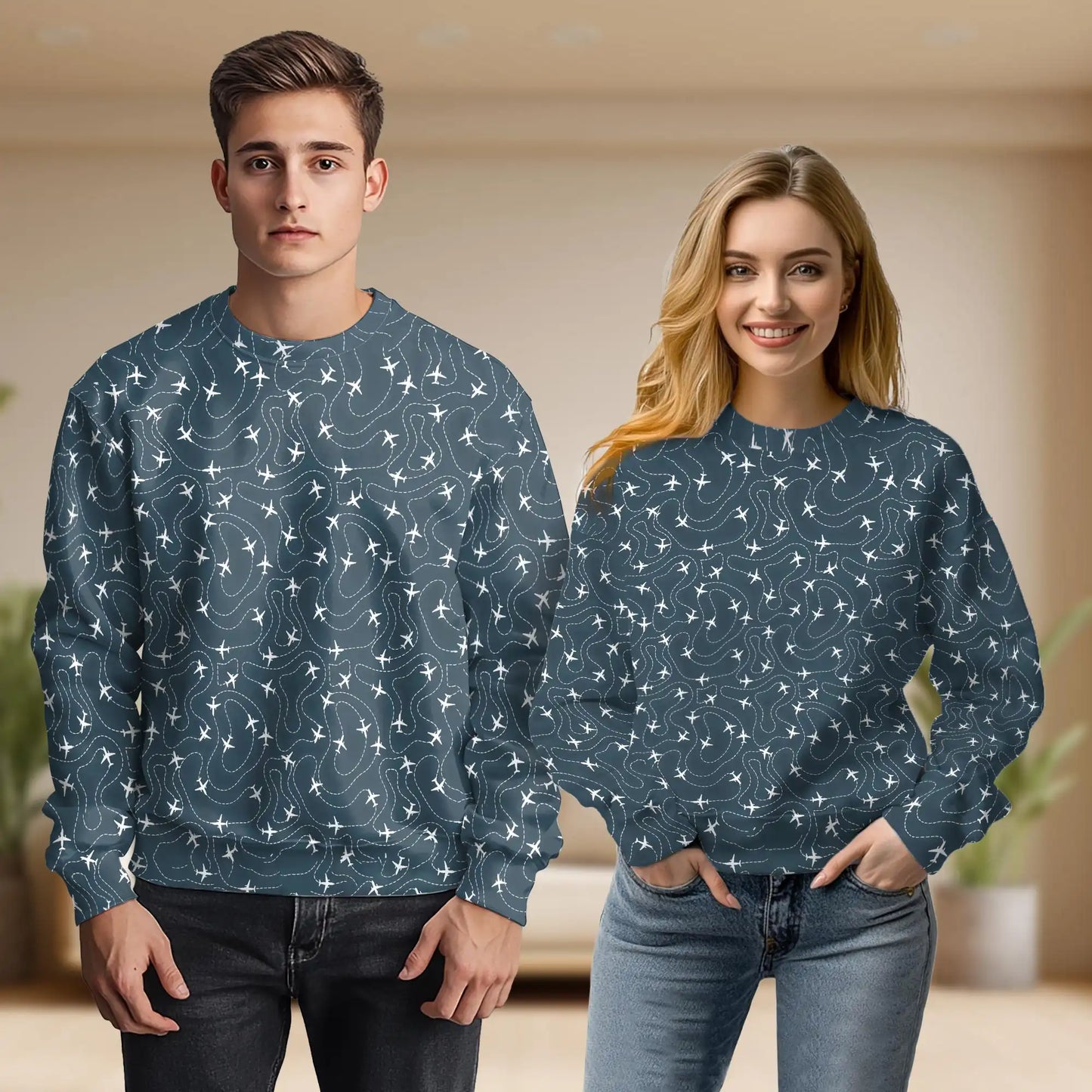 Airplane Trail Pattern Sweatshirt – Colorful Graphic 3D All Over Print Design