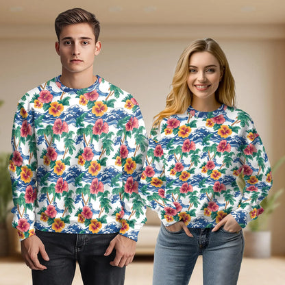 Palm Tree Floral Beach Sweatshirt – Tropical 3D All Over Print Design