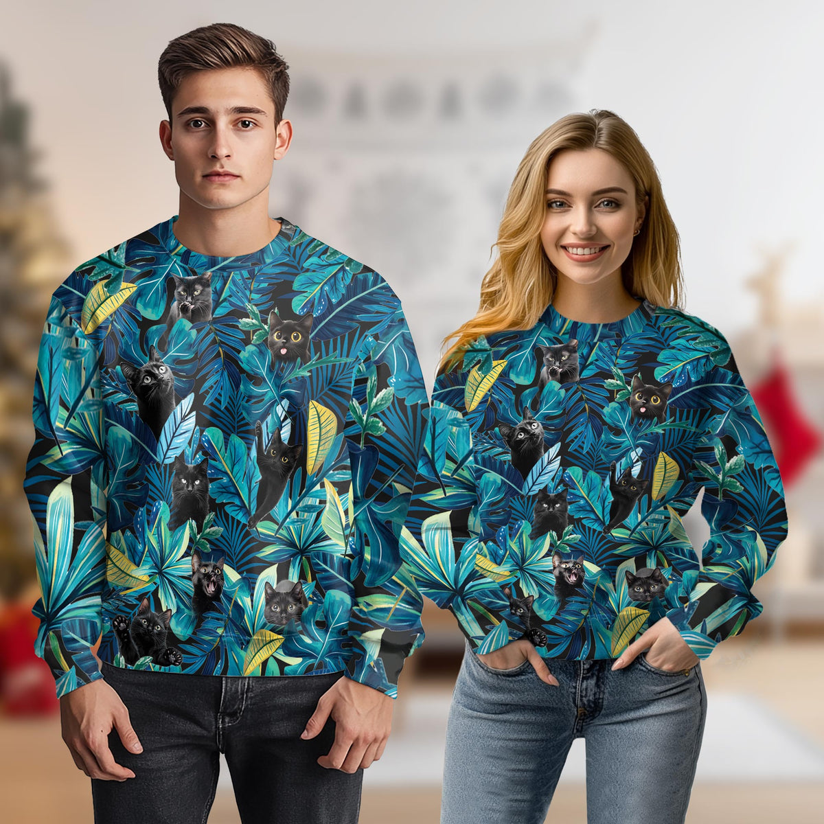 Black Cat Sweatshirt – Colorful Graphic 3D All Over Print Design