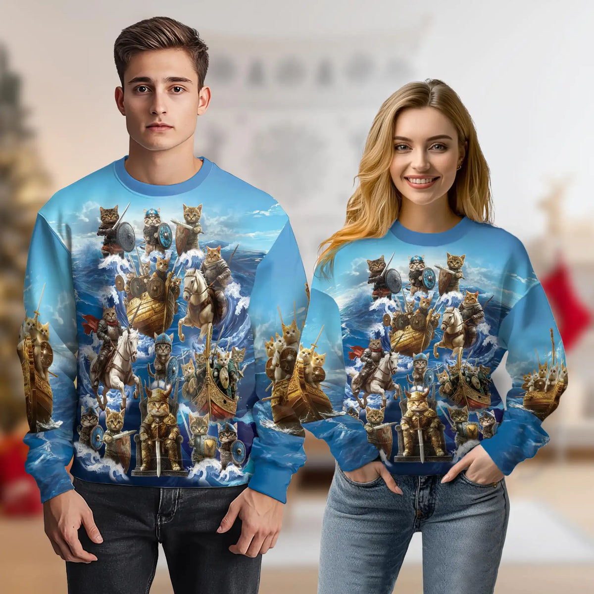 Viking Cat Sweatshirt – Colorful Graphic 3D All Over Print Design
