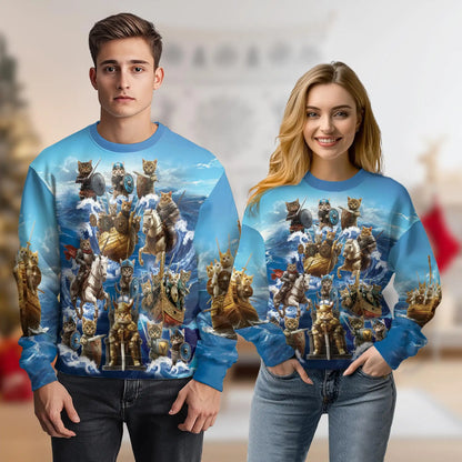 Viking Cat Sweatshirt – Colorful Graphic 3D All Over Print Design