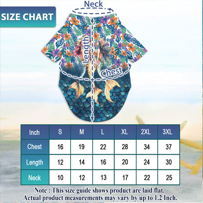 Mermaid Matching Dog Owner Hawaiian Shirts, Funny Pet Aloha Shirt for Beach Vacation - Azhawaiian