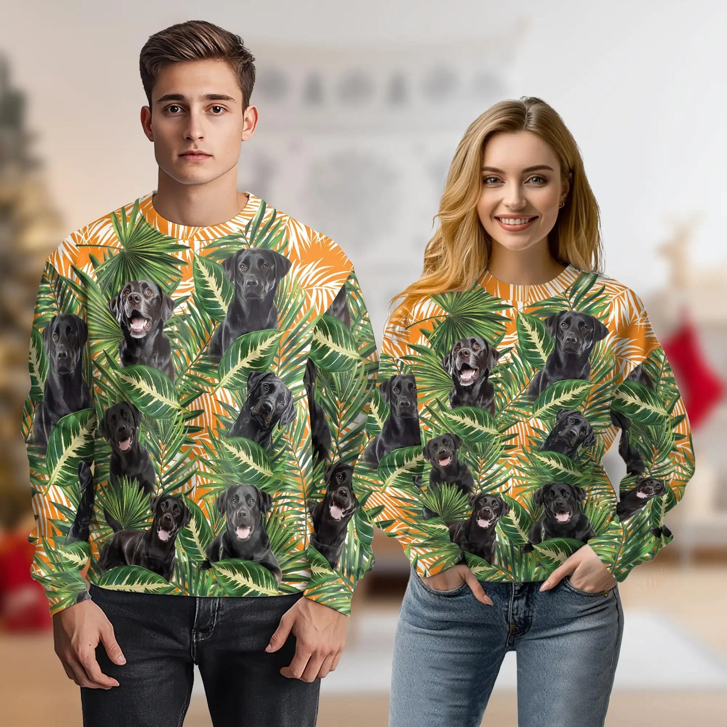 Black Labrador Retriever Dog Sweatshirt – Colorful Graphic 3D All Over Print Design