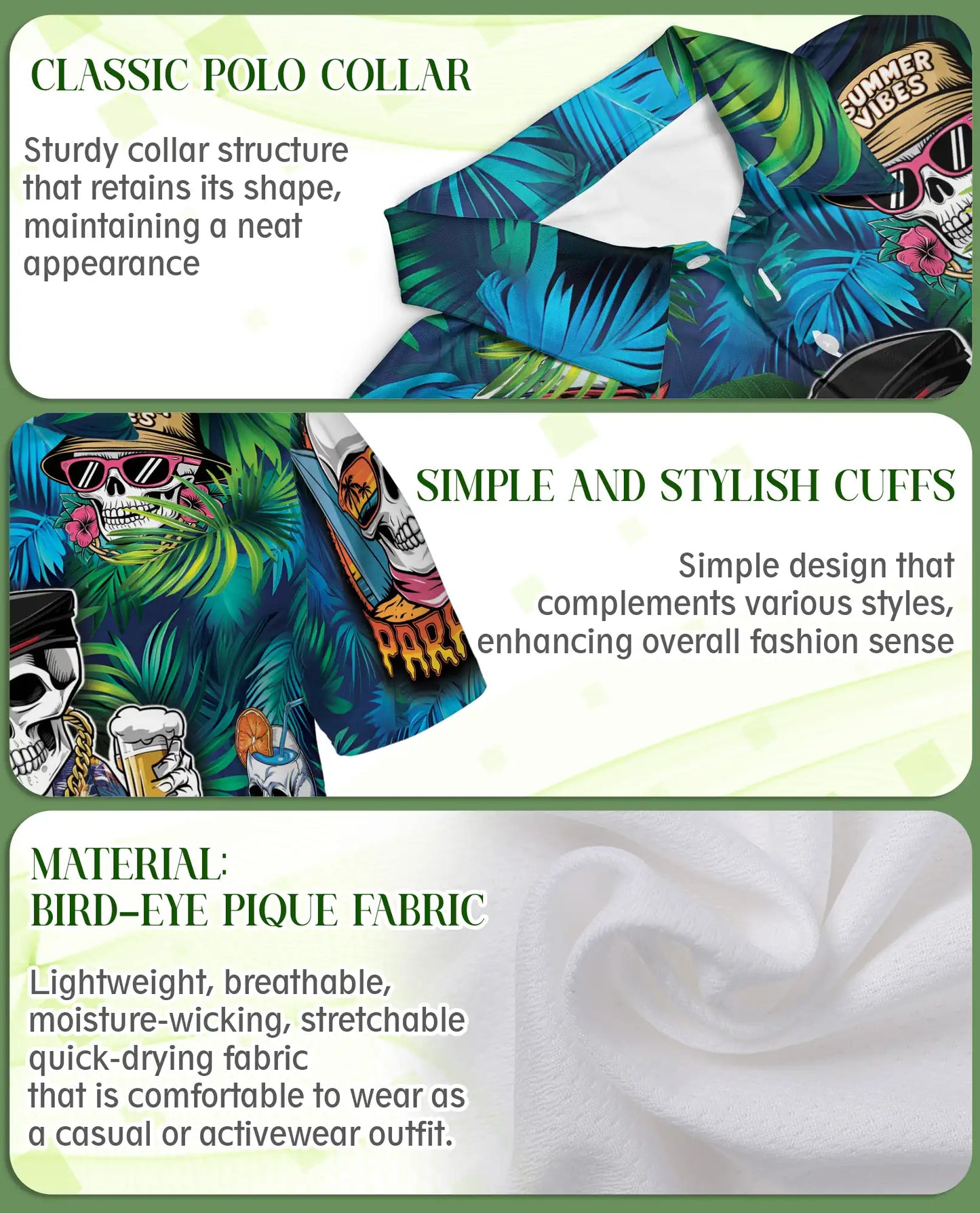Skull Tropical Summer Polo Shirt | Azhawaiian