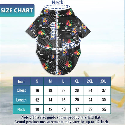 Simple Hockey Tropical Black Hawaiian Matching Dog Owner Hawaiian Shirts, Funny Pet Aloha Shirt for Beach Vacation - Azhawaiian