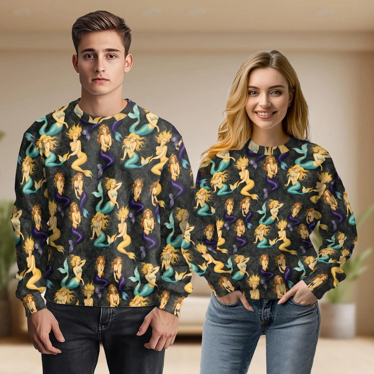 Vintage Mermaid Sweatshirt – Vintage 3D All Over Print Design