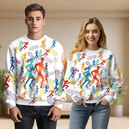 Colorful Running Marathon Sweatshirt – Colorful Graphic 3D All Over Print Design