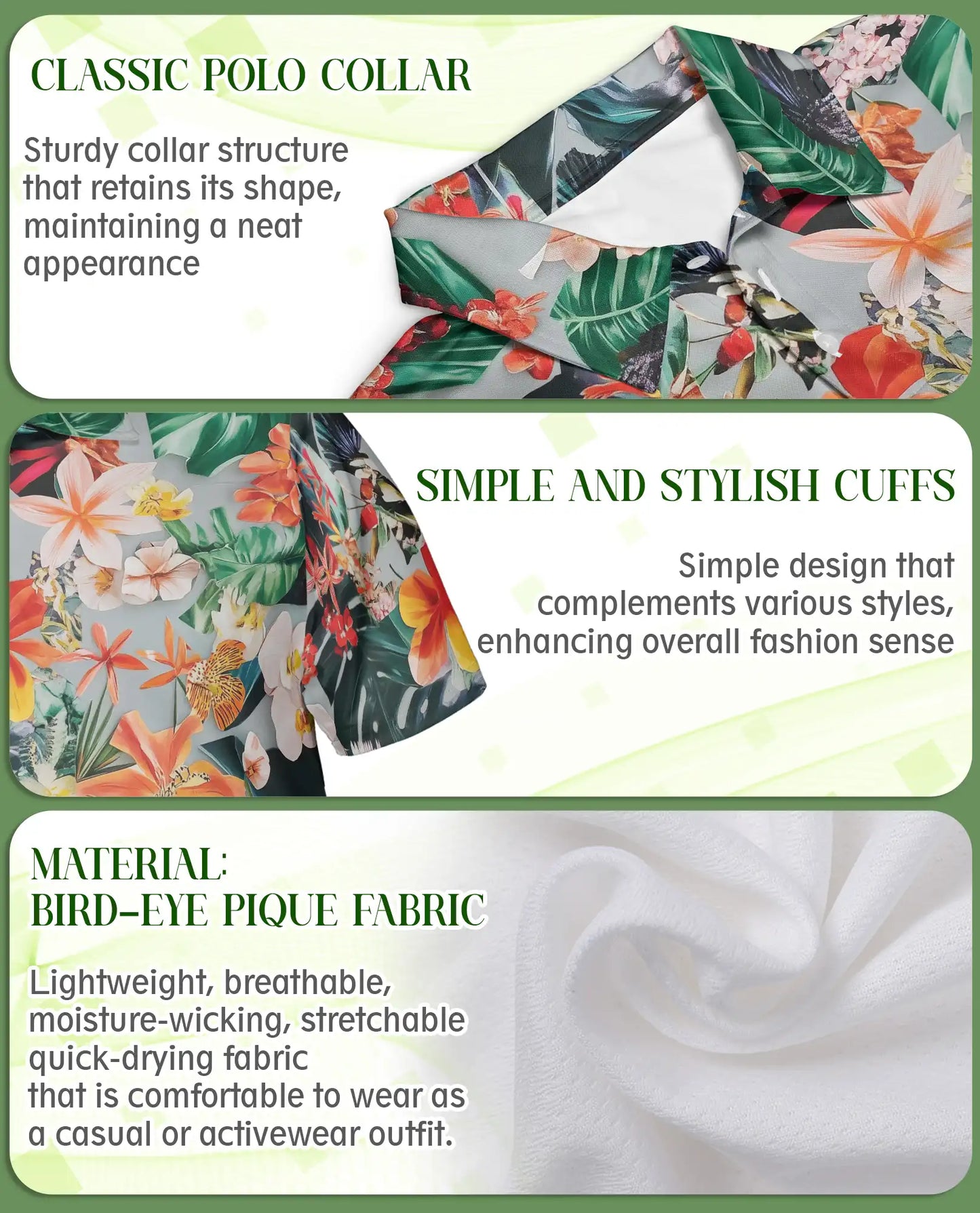 Tropical Floral Polo Shirt, Summer Hawaiian Style | Azhawaiian