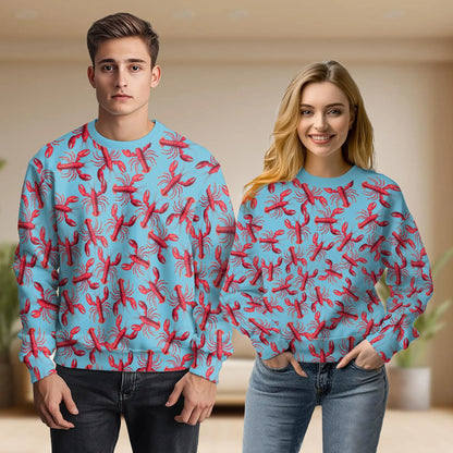 Red Lobster Pattern Sweatshirt – Colorful Graphic 3D All Over Print Design