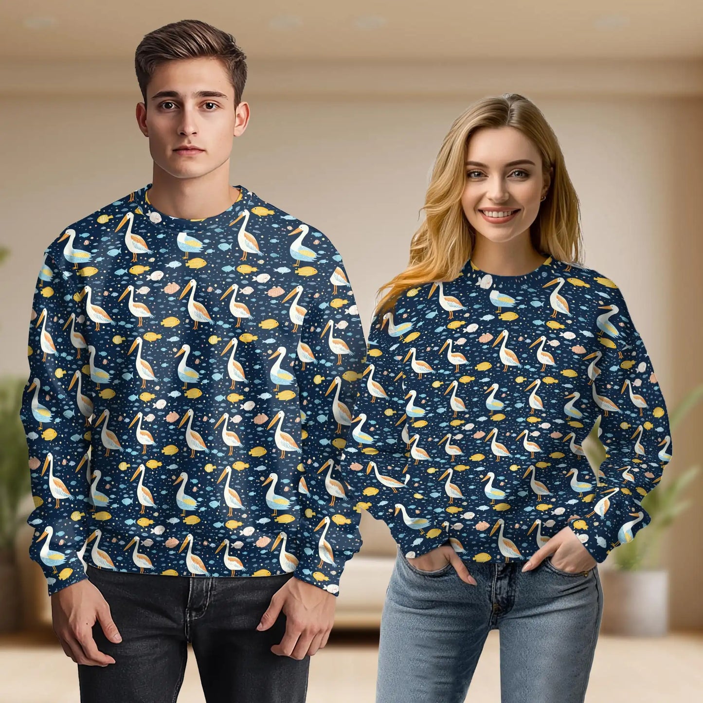 Pelican Pattern Sweatshirt – Colorful Graphic 3D All Over Print Design