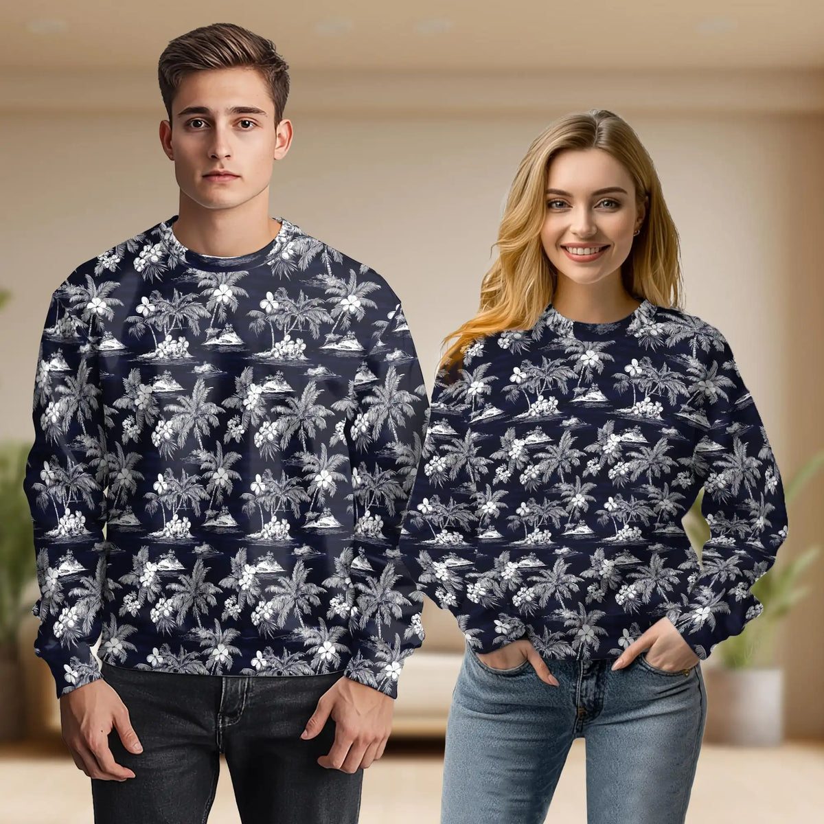 Vintage Beach Island Pattern Sweatshirt – Tropical Vintage 3D All Over Print Design