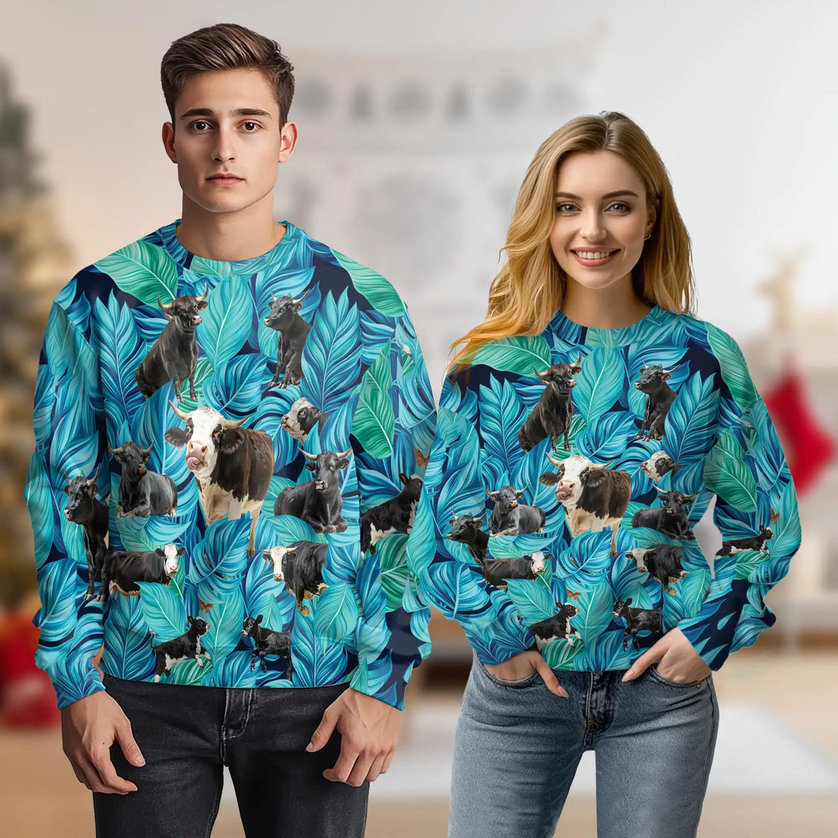 Black Hereford Cattle Sweatshirt – Colorful Graphic 3D All Over Print Design