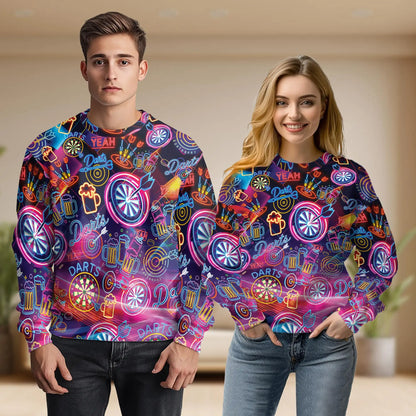 Colorful Darts Beer Neon Sweatshirt – Colorful Graphic 3D All Over Print Design