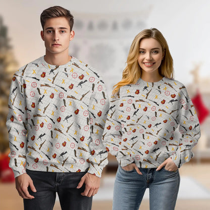 Guns and Ammo Minimalist Sweatshirt – Colorful Graphic 3D All Over Print Design