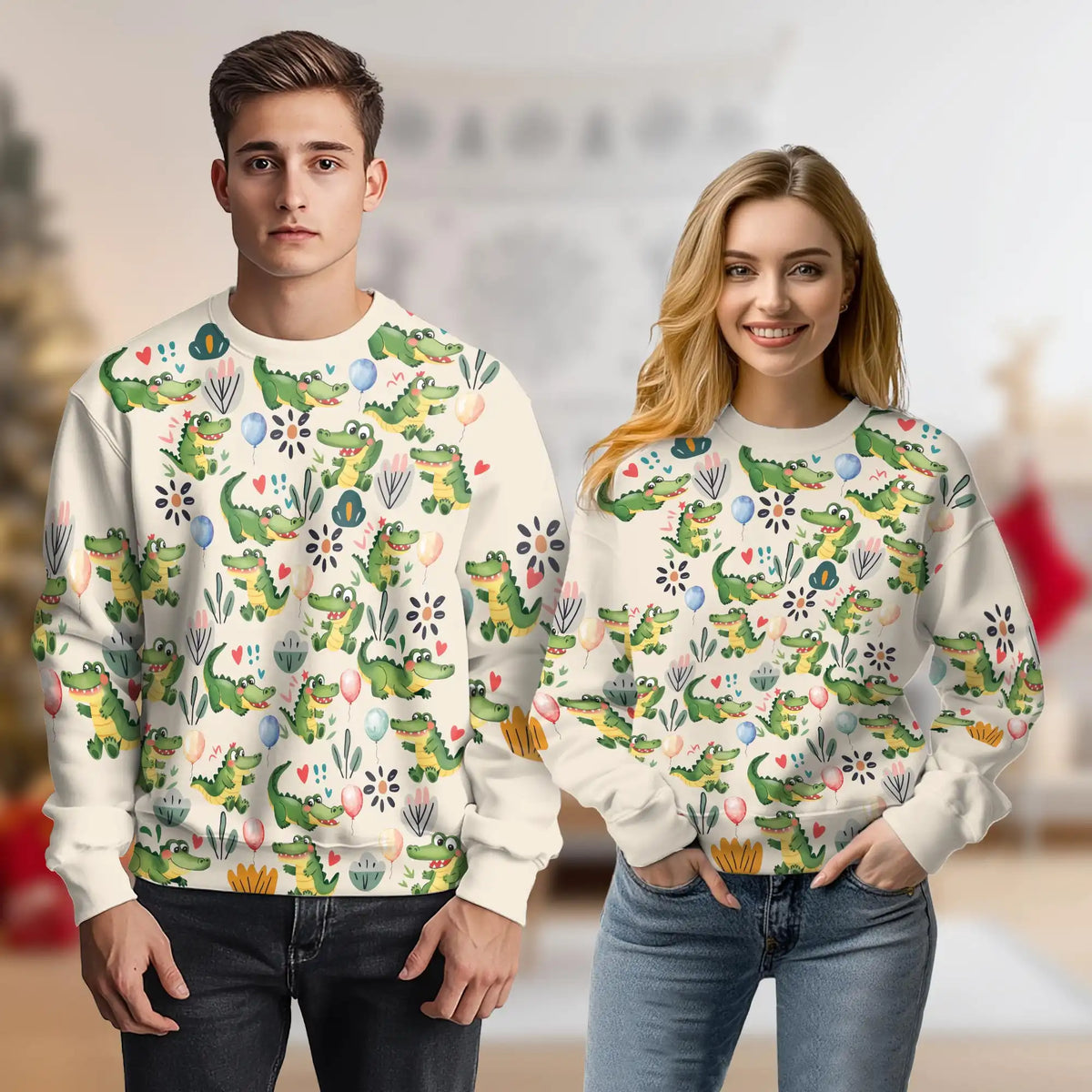 Alligator Pattern Sweatshirt – Colorful Graphic 3D All Over Print Design